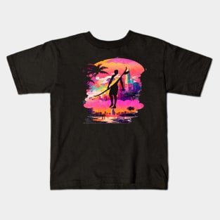 Adventure Awaits For You Surfing, Hello Summer Vintage Funny Surfer Riding Surf  Surfing Lover Gifts Kids T-Shirt